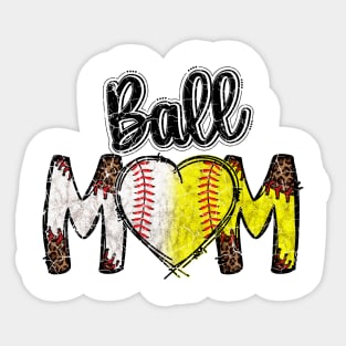 Ball Mom Heart Baseball Softball Mama Women Mothers Day 2023 Shirt Sticker